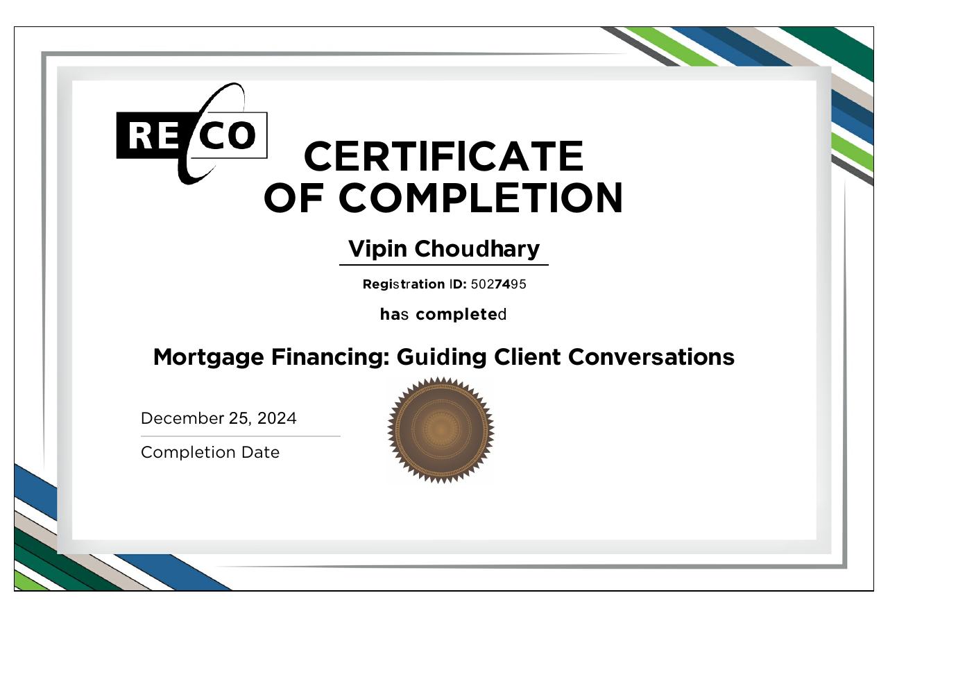 Mortgage & Lending Fundamentals certificate
